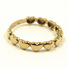 Load image into Gallery viewer, SOLID 18K YELLOW GOLD BAND RING, ROW OF ROUNDED HEARTS, HEART, MADE IN ITALY.