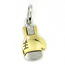 Load image into Gallery viewer, SOLID 18K YELLOW &amp; WHITE GOLD 17mm BOXING GLOVE BOXE PENDANT, MADE IN ITALY.
