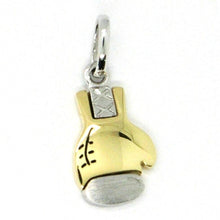 Load image into Gallery viewer, SOLID 18K YELLOW & WHITE GOLD 17mm BOXING GLOVE BOXE PENDANT, MADE IN ITALY.