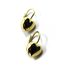 Load image into Gallery viewer, 18k yellow gold rounded puffed 9mm heart pendant earrings, leverback closure.