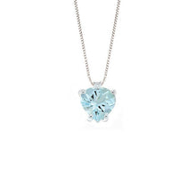 Load image into Gallery viewer, 18k white gold Orsini necklace with hert aquamarine 1.56 and diamond 0.02.
