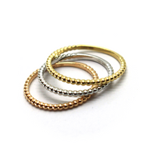 Load image into Gallery viewer, 3 x 18K YELLOW, WHITE & ROSE GOLD RING, SMALL THIN 1mm SPHERES BALLS ROW, SMOOTH.