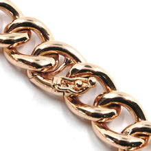 Charger l'image dans la galerie, 18k rose gold bracelet ondulate rounded gourmette cuban curb links 9.5 mm, 18cm.