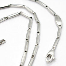 Cargar imagen en el visor de la galería, 18k white gold chain mini bone tube link 1.5 mm, 20 inches, made in Italy.