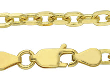 Load image into Gallery viewer, 18K YELLOW GOLD SOLID CHAIN SQUARED CABLE 3.2mm OVAL LINKS, 24" 60cm ITALY MADE.