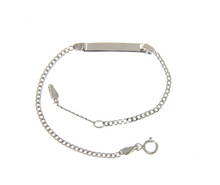 Load image into Gallery viewer, 18k white gold boy girl baby bracelet engraving plate cuban curb chain 5.5-6.3".