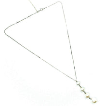 Load image into Gallery viewer, 18k white gold lariat necklace venetian chain fw round oval drop pearl pendant.