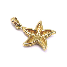 Load image into Gallery viewer, SOLID 18K ROSE GOLD PENDANT STARFISH STAR WITH CUBIC ZIRCONIA 16mm 0.63 inches.