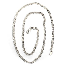 Load image into Gallery viewer, 18K WHITE GOLD SOLID CHAIN SQUARED CABLE 3.2mm OVAL LINKS, 24&quot; 60cm ITALY MADE.
