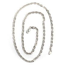Load image into Gallery viewer, 18K WHITE GOLD SOLID CHAIN SQUARED CABLE 3.2mm OVAL LINKS, 24" 60cm ITALY MADE.
