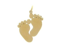 Load image into Gallery viewer, SOLID 18K YELLOW GOLD 19mm 0.75" FOOTPRINT PENDANT, FOOTS BIRTH CHARM ITALY MADE.