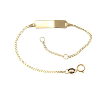 Load image into Gallery viewer, 18k yellow gold kid child boy girl baby bracelet, engraving plate curb 4.7-5.5".