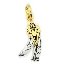 Load image into Gallery viewer, SOLID 18K YELLOW WHITE GOLD 20mm 0.8" GOLF PLAYER PENDANT, ITALY MADE.