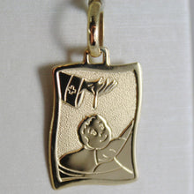 Load image into Gallery viewer, 18K YELLOW GOLD SQUARE MEDAL REMEMBRANCE OF BAPTISM ENGRAVABLE MADE IN ITALY.