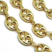 Load image into Gallery viewer, 18k yellow gold mariner chain big ovals 8 mm, 24 inches, anchor rounded puffed necklace.
