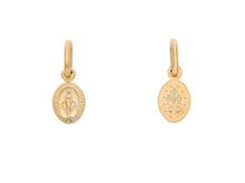 Load image into Gallery viewer, solid 18k rose gold Miraculous medal pendant, Virgin Mary, Madonna, small 8x5mm.