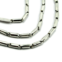 Load image into Gallery viewer, 18k white gold chain necklace rounded alternate tube links, length 60 cm, 24".