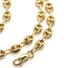 Cargar imagen en el visor de la galería, 18k yellow gold big mariner chain 5 mm, 24 inches, anchor puffed necklace.