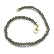 Cargar imagen en el visor de la galería, 18K YELLOW GOLD BEADED BRACELET 8.3" 21cm, FACETED SMOKY QUARTZ DIAMETER 3mm.