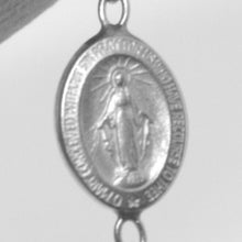 Load image into Gallery viewer, 18k white gold rosary bracelet, 2.5 mm spheres, cross & miraculous medal.