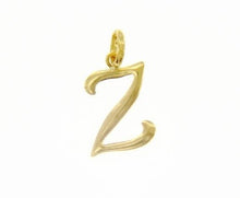 Load image into Gallery viewer, 18k yellow gold pendant charm initial letter Z, slightly rounded slab 18mm.