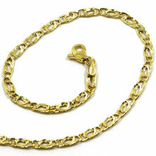 Cargar imagen en el visor de la galería, 9K GOLD BRACELET TYGER EYE FLAT LINKS 3mm THICKNESS, 19cm, 7.5 INCHES.