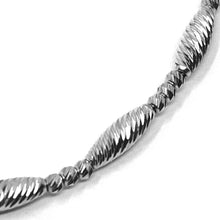 Cargar imagen en el visor de la galería, 18k white gold bracelet, alternate diamond cut balls & ovals, sphere, faceted.