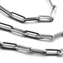 Load image into Gallery viewer, 18k white gold chain necklace squared oval paper clip 3x10mm links, 18", 45cm.