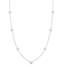 Load image into Gallery viewer, 18K WHITE GOLD OVAL ROLO CHAIN NECKLACE, 16.5", FLAT 5mm HEARTS, MADE IN ITALY.