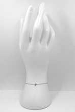 Load image into Gallery viewer, 18k white gold rolo thin bracelet with central small 5mm letter initial P.