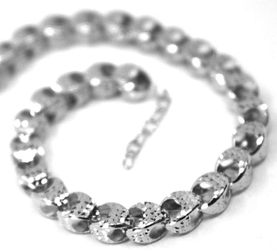 18k white gold chain, big rounded diamond cut oval drops 6 mm, rounded, 18