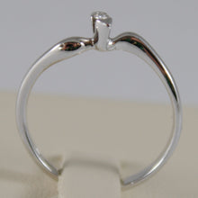 Load image into Gallery viewer, SOLID 18K WHITE GOLD SOLITAIRE WEDDING BAND RING WITH DIAMOND 0.03 MADE IN ITALY.