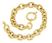 Cargar imagen en el visor de la galería, 18K YELLOW GOLD BRACELET TUBULAR OVAL ROLO ROUNDED 9x11mm CIRCLE LINKS 20cm 7.9".