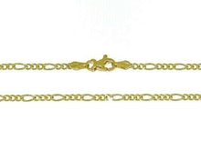 Load image into Gallery viewer, 18k gold figaro chain 2 mm width 16 inch length alternate necklace made in Italy.
