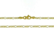 Cargar imagen en el visor de la galería, 18k gold figaro chain 2 mm width 16 inch length alternate necklace made in Italy.