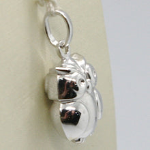Cargar imagen en el visor de la galería, 18k white gold rounded lucky owl pendant charm 22 mm smooth made in Italy.