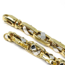 Load image into Gallery viewer, 18K YELLOW WHITE GOLD CHAIN, BIG OVAL CABLE SQUARED ALTERNATE LINK 7mm, 24".