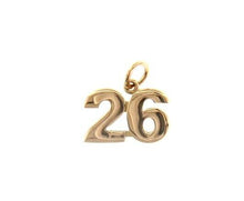 Cargar imagen en el visor de la galería, 18k rose gold number 26 twenty six small pendant charm, 0.4", 10mm.