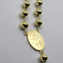 Load image into Gallery viewer, 18k yellow gold Rosary necklace Miraculous Mary medal Jesus Cross 5mm spheres.