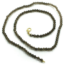 Load image into Gallery viewer, 18K YELLOW GOLD NECKLACE 39.5" 100cm, FACETED BROWN SMOKY QUARTZ DIAMETER 3mm.
