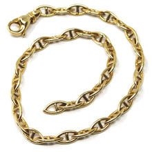 Load image into Gallery viewer, SOLID 18K YELLOW GOLD BRACELET, ALTERNATE EYE BOAT NAUTICAL OVAL LINKS, 8.5".