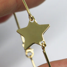 Load image into Gallery viewer, 18k yellow gold bangle thin bracelet, semi rigid, central flat star.
