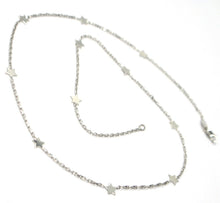 Load image into Gallery viewer, 18k white gold necklace with flat stars, square cable rolo chain, 16.5 inches.