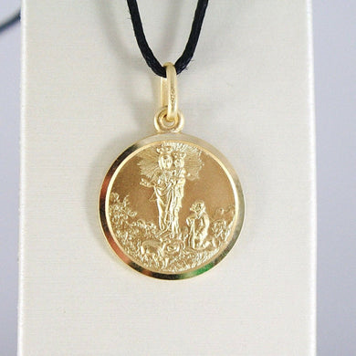 solid 18k yellow gold Madonna Our Virgin Mary Lady of the Guard 11 mm round medal pendant very detailed.
