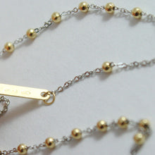 Load image into Gallery viewer, 18K YELLOW WHITE GOLD MINI ROSARY NECKLACE MIRACULOUS MARY MEDAL JESUS CROSS.