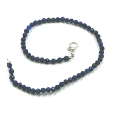 Load image into Gallery viewer, 18k white gold beaded bracelet 8.3" 21cm faceted round lapis lazuli diam 3mm.