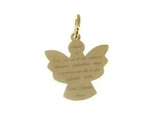 Load image into Gallery viewer, 18k yellow gold angel pendant, "Angel of God" prayer engraved, medal 14mm.