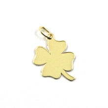 Load image into Gallery viewer, SOLID 18K YELLOW GOLD PENDANT MINI FLAT FOUR LEAF LENGTH 1.3 CM 0.4 INCHES CHARM.
