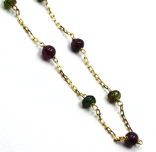 Load image into Gallery viewer, 18k yellow gold square rolo bracelet 4mm faceted purple tourmaline and garnet.
