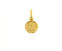 Load image into Gallery viewer, solid 18k yellow gold Guardian Angel small 9mm medal, pendant, very detailed.